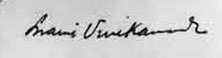 Swami Vivekananda's signature - Frank Parlato Jr. 